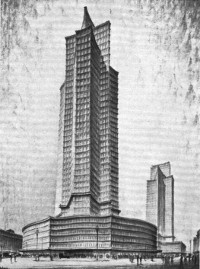 Paul Andrae, Entwurf für ein Turmhaus, Dynamische Studie, vor 1923